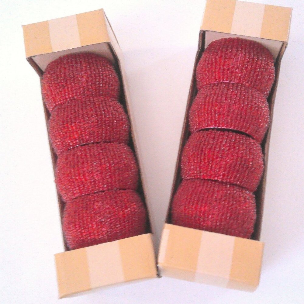 Two Boxes Bombay Napkin Ring Lot Red Seed Bead Wrapped 8 Total Beaded Rings